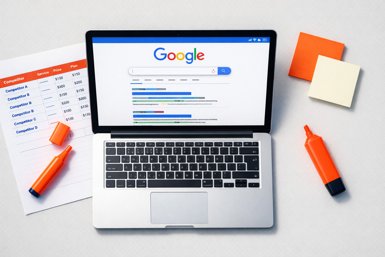 Researching local hypnotherapy competitor pricing using Google to find the market rate before setting your own prices