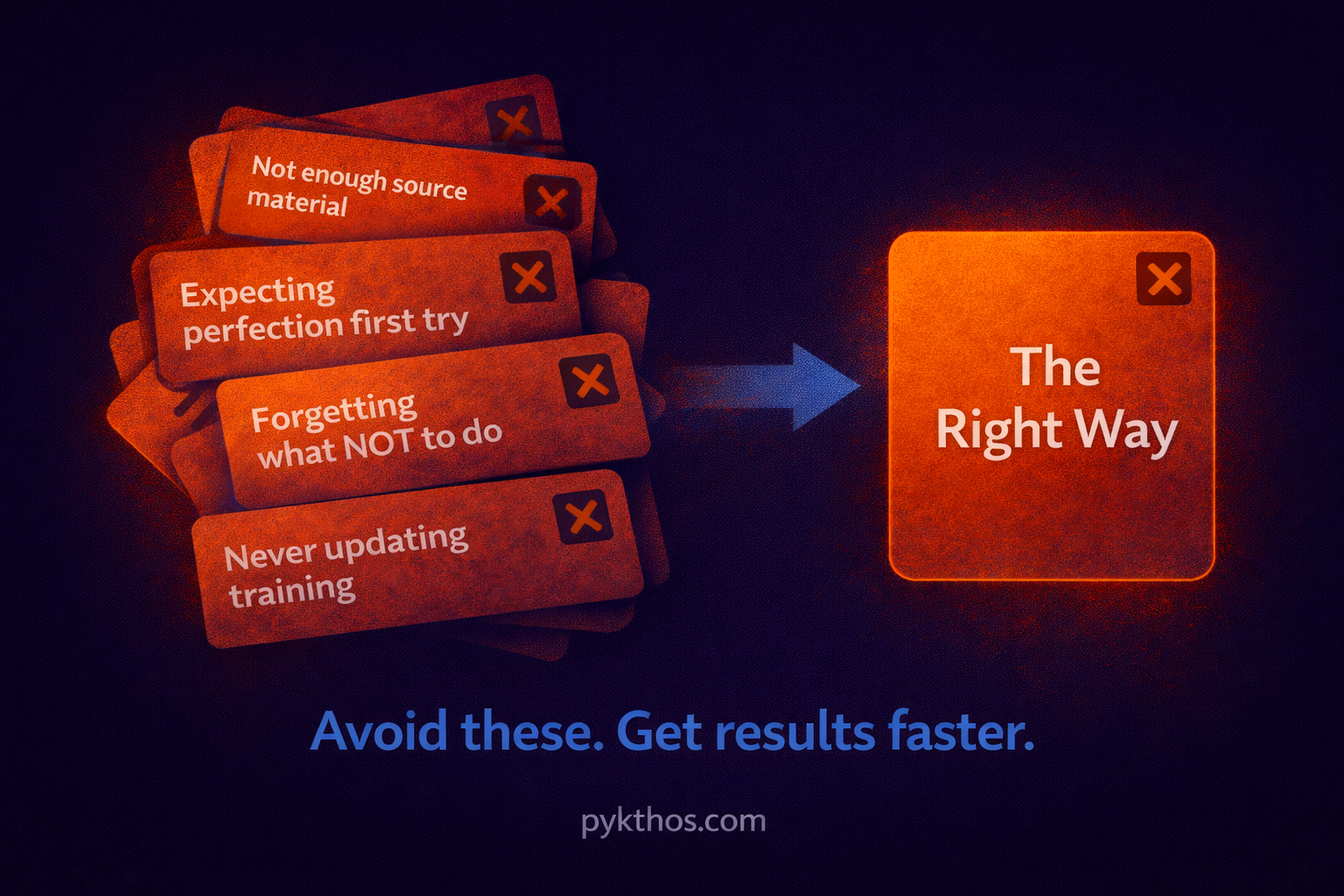 Five common mistakes to avoid when training AI on your writing voice — not enough source material expecting perfection and using the free version