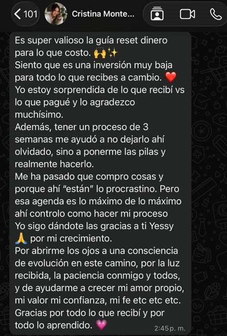 Testimonio real de una participante de Sistema RESET™