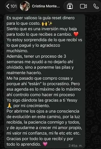 Testimonio real de una participante de Sistema RESET™