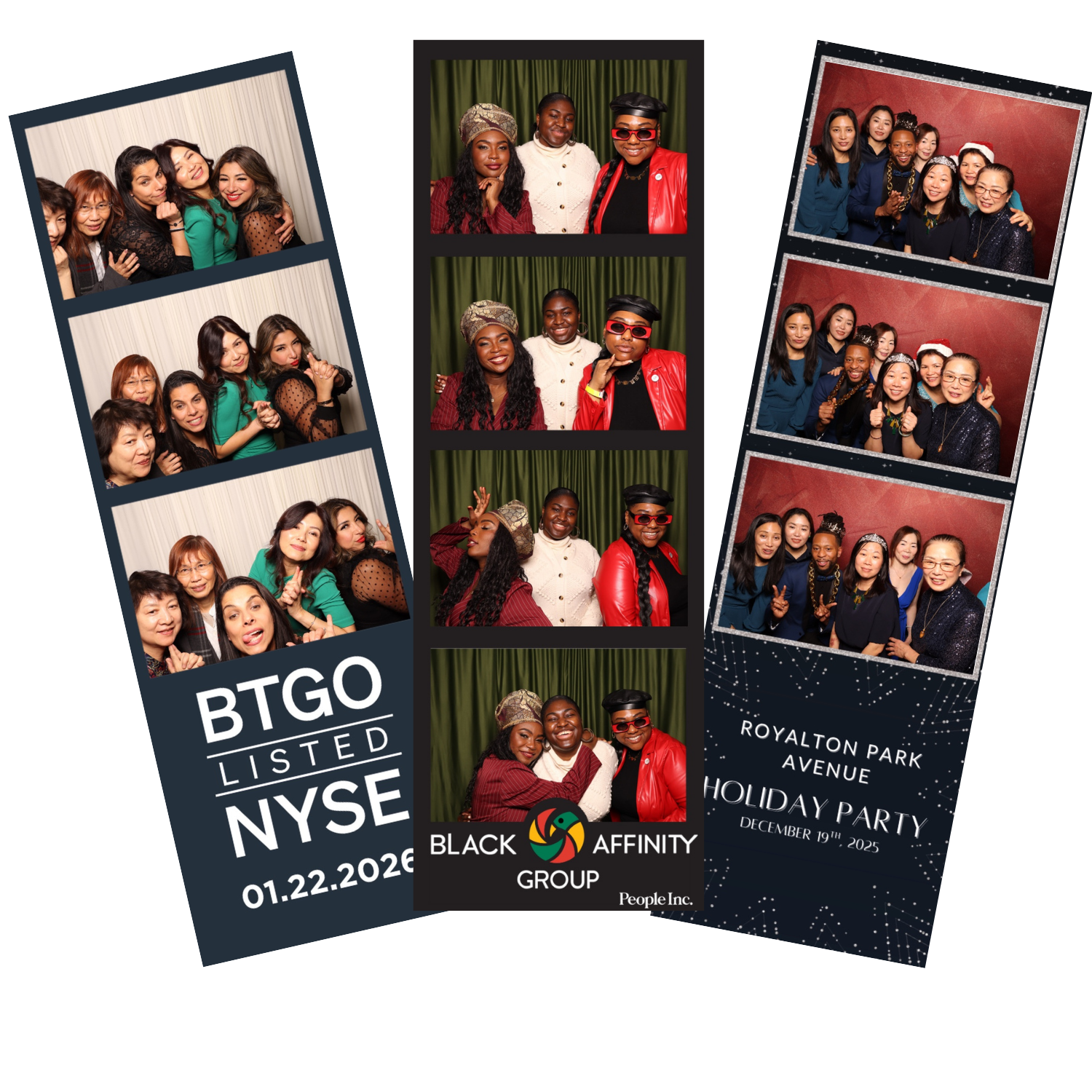 Branded photo strips for NYSE, Black Affinity Group, and Royalton Hotel