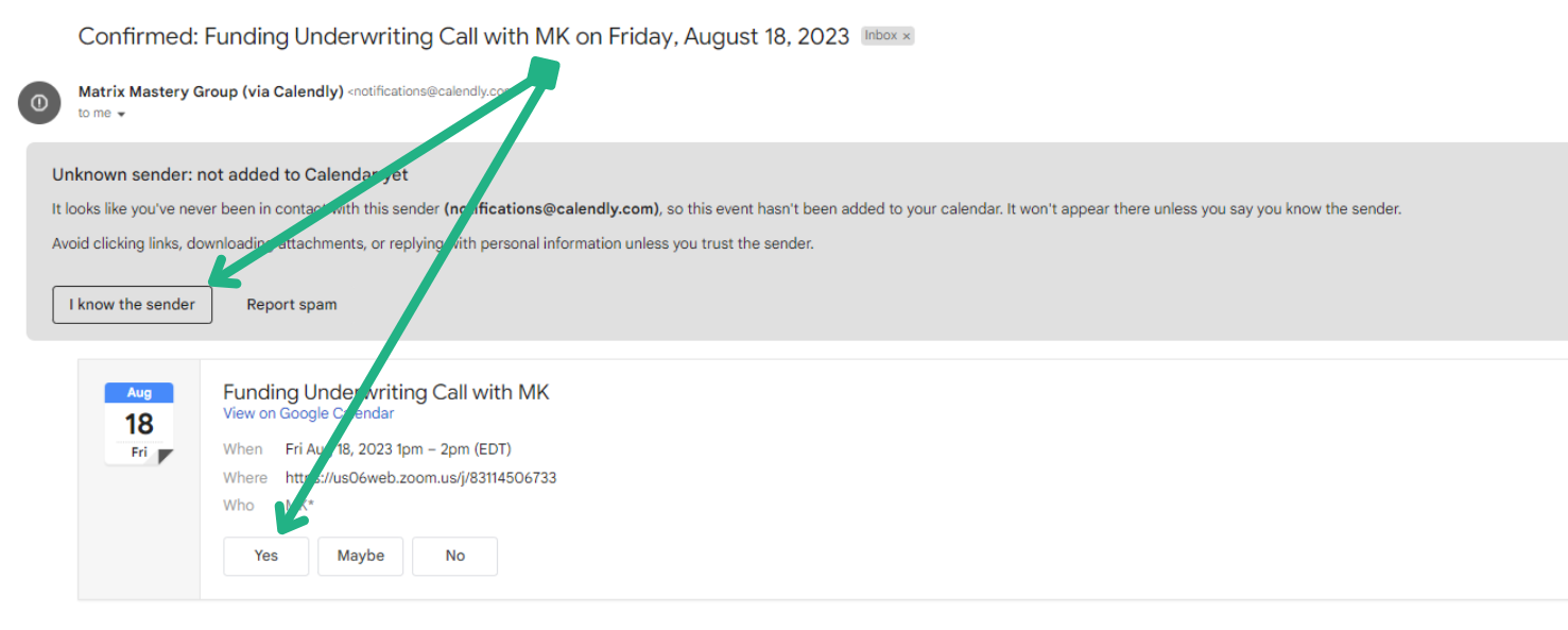 Email confirmation example