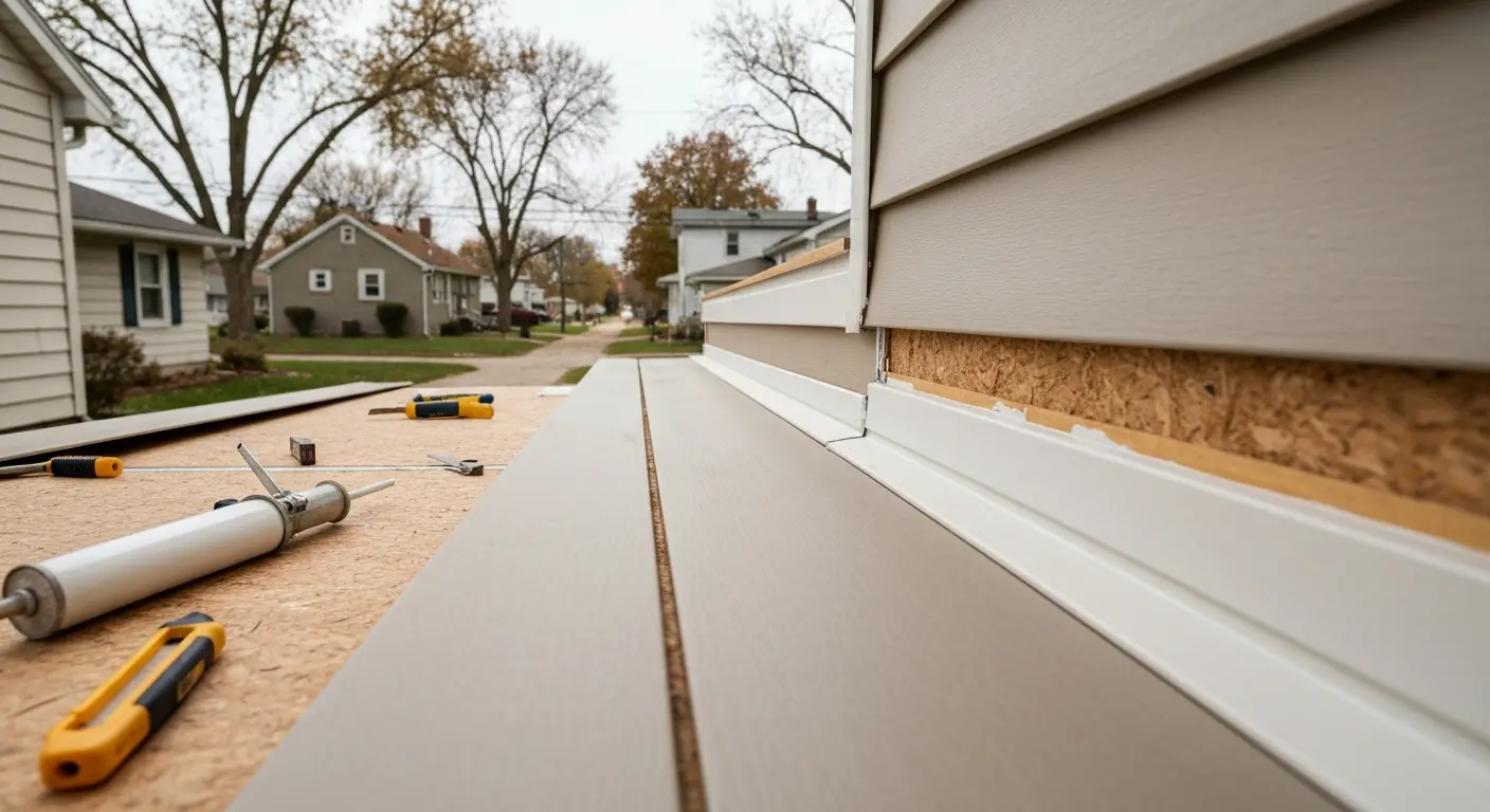 Siding repair close-up