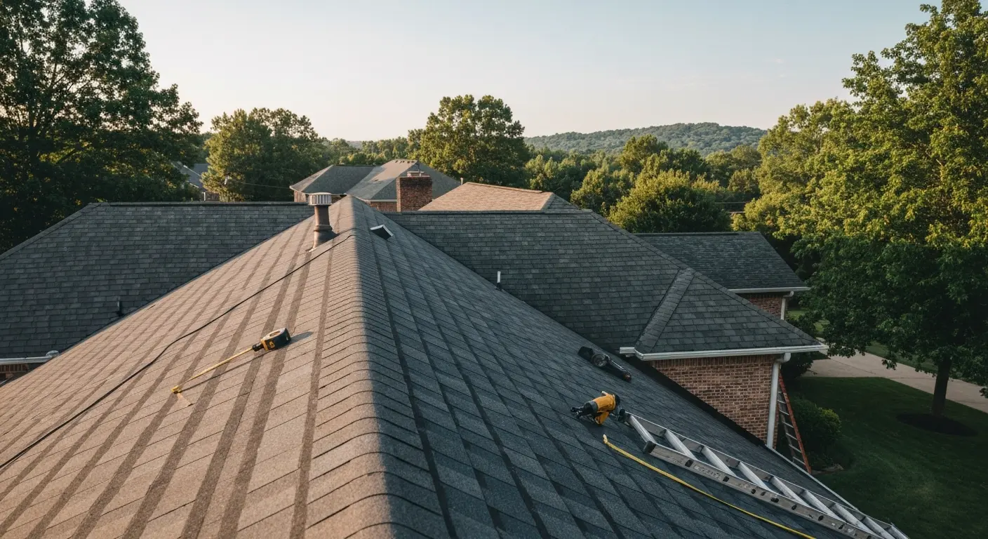 Roofing contractor at work