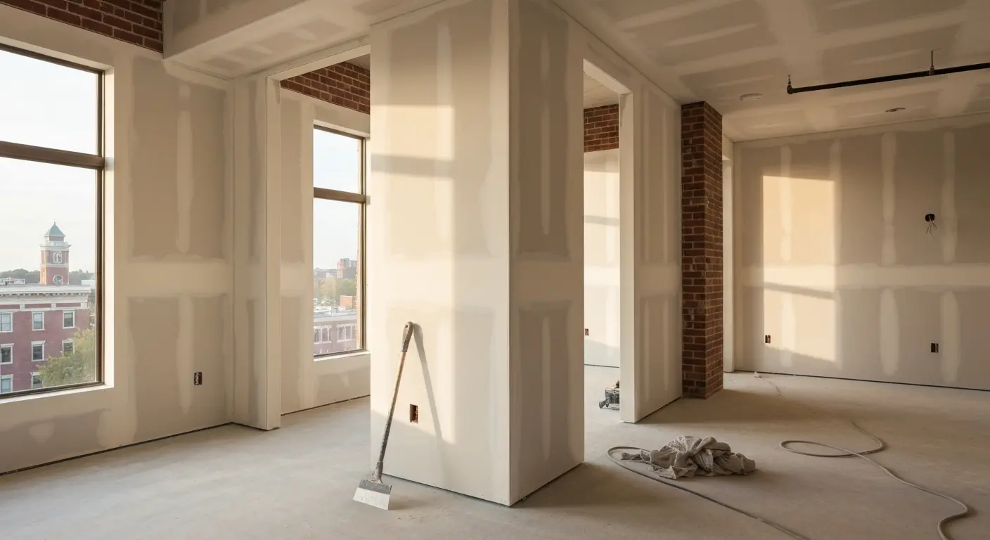 Finished drywall interior walls