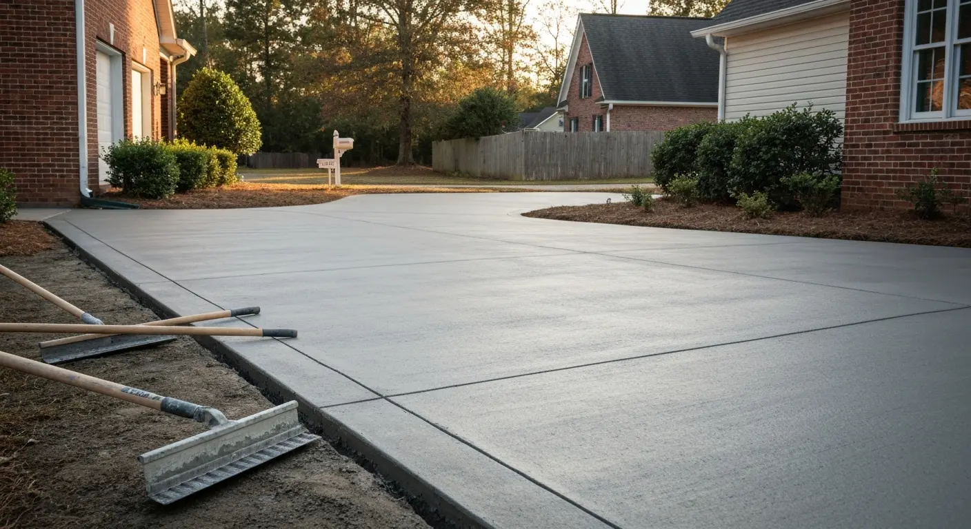 Concrete driveway installation