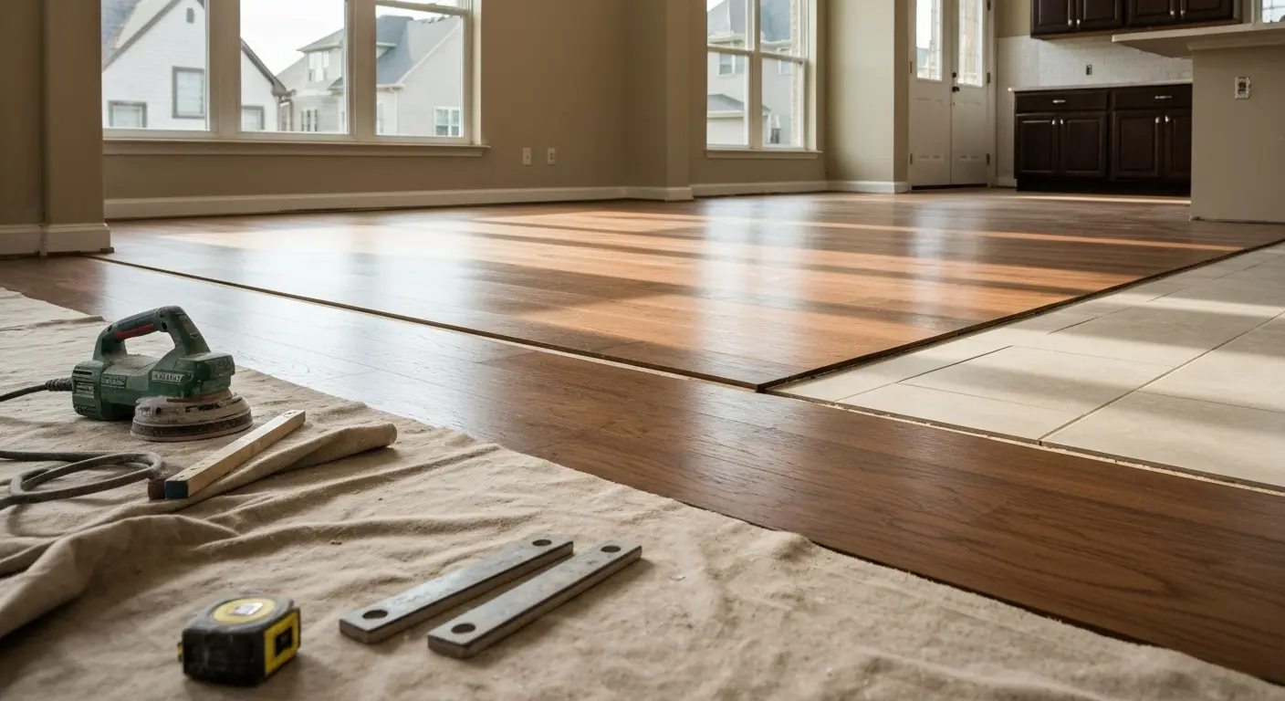 Hardwood and tile flooring installation