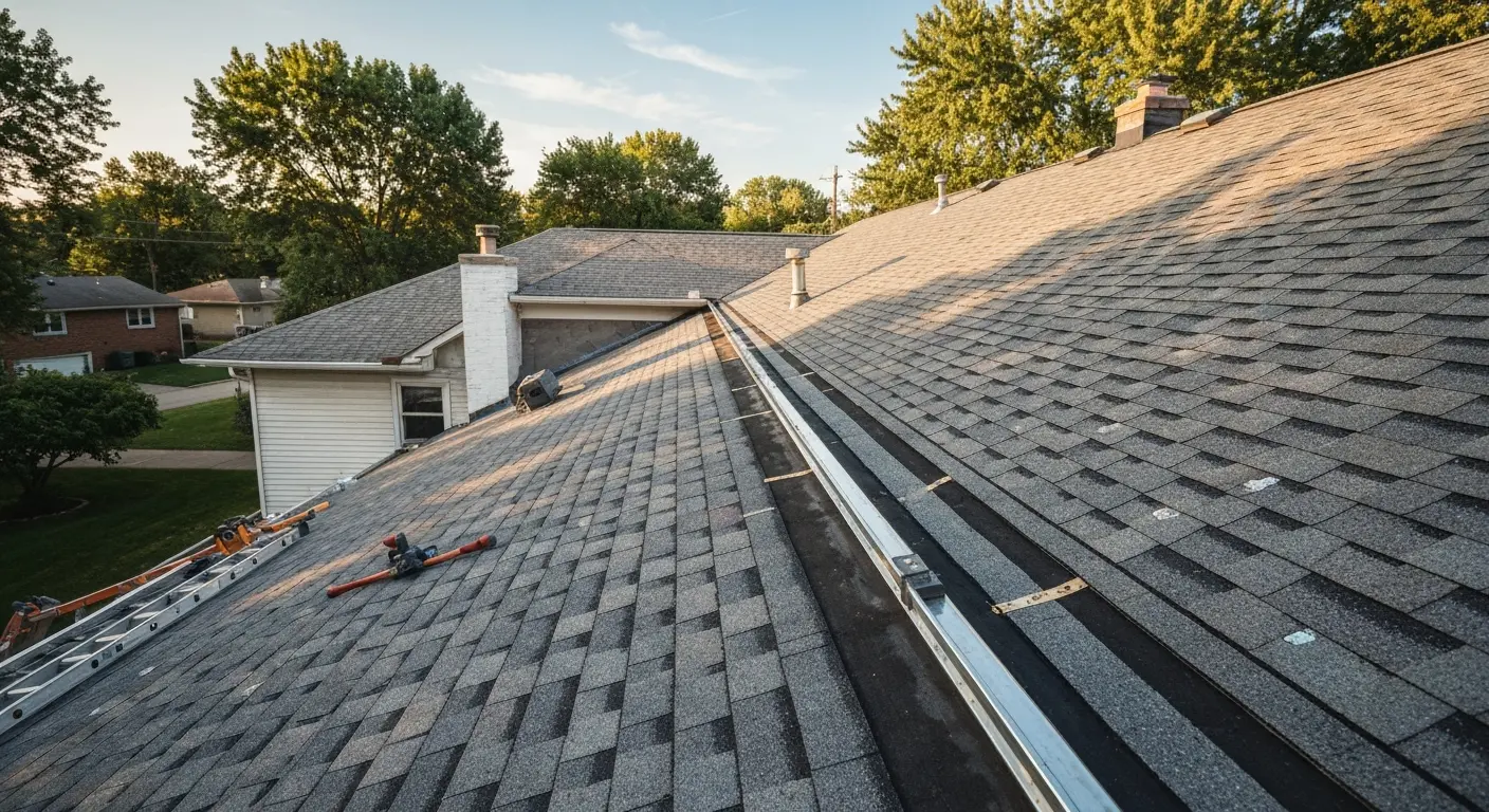 Residential roof replacement with asphalt shingles