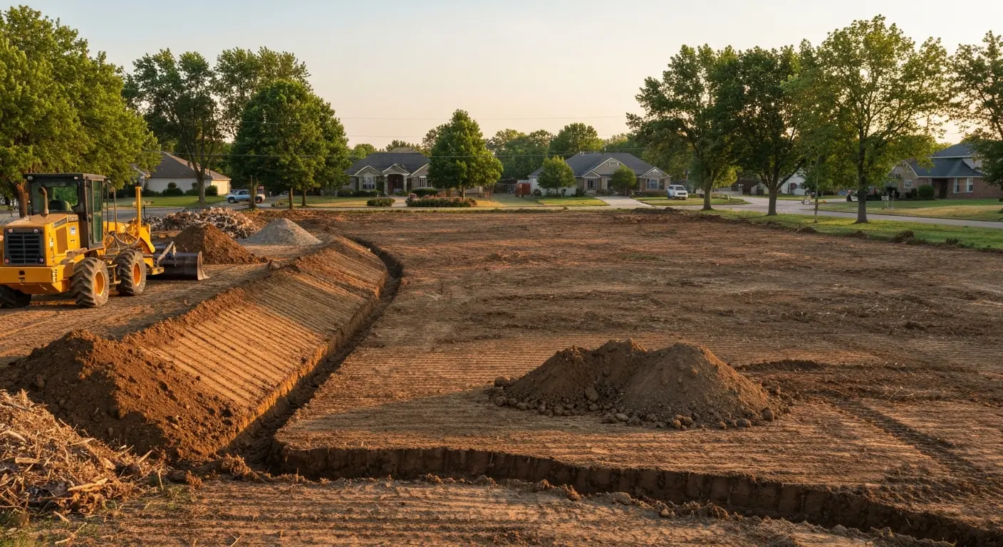Land clearing and grading for drainage