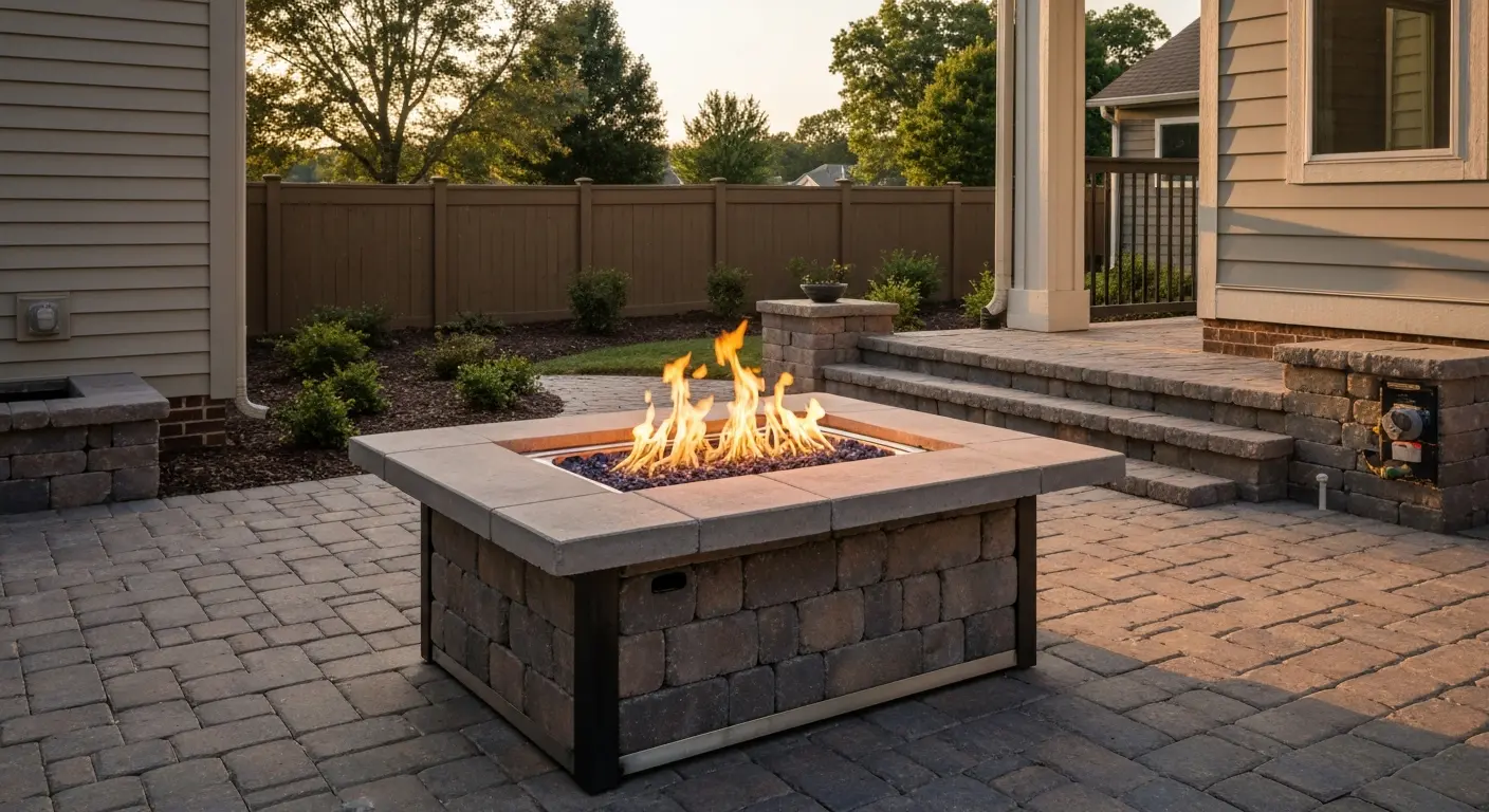 Gas fire pit feature