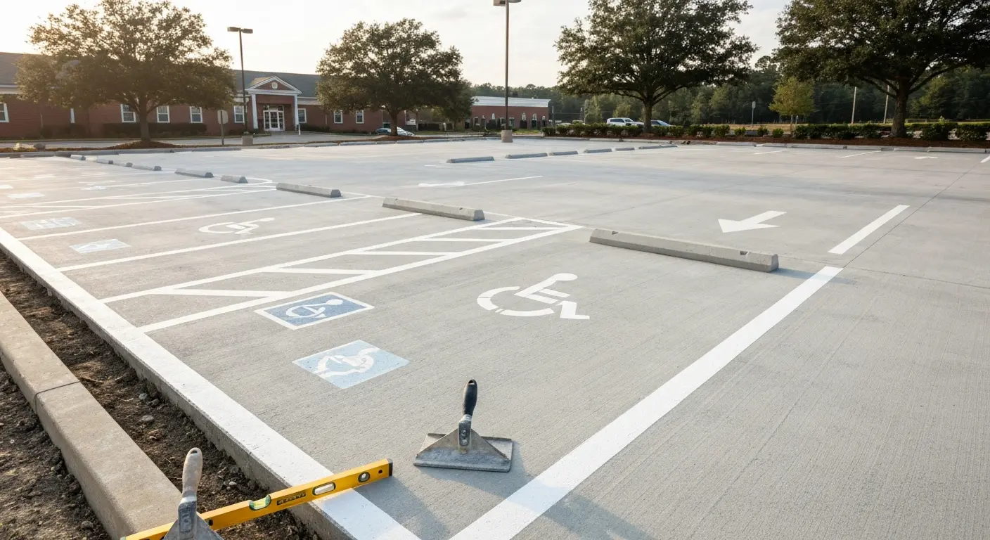 Commercial concrete parking pad in Columbia