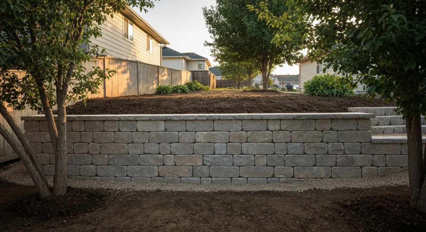 Stone retaining wall