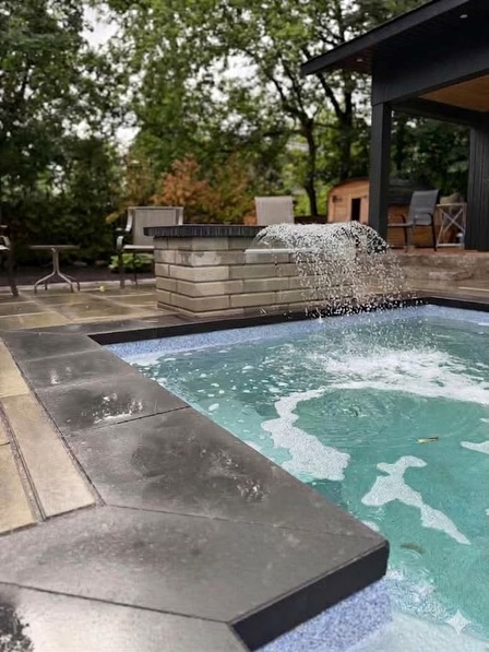 Custom stone patio and landscaping
