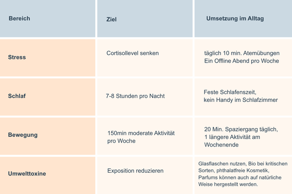 Tabelle mit drei Spalten und 5 Zeilen