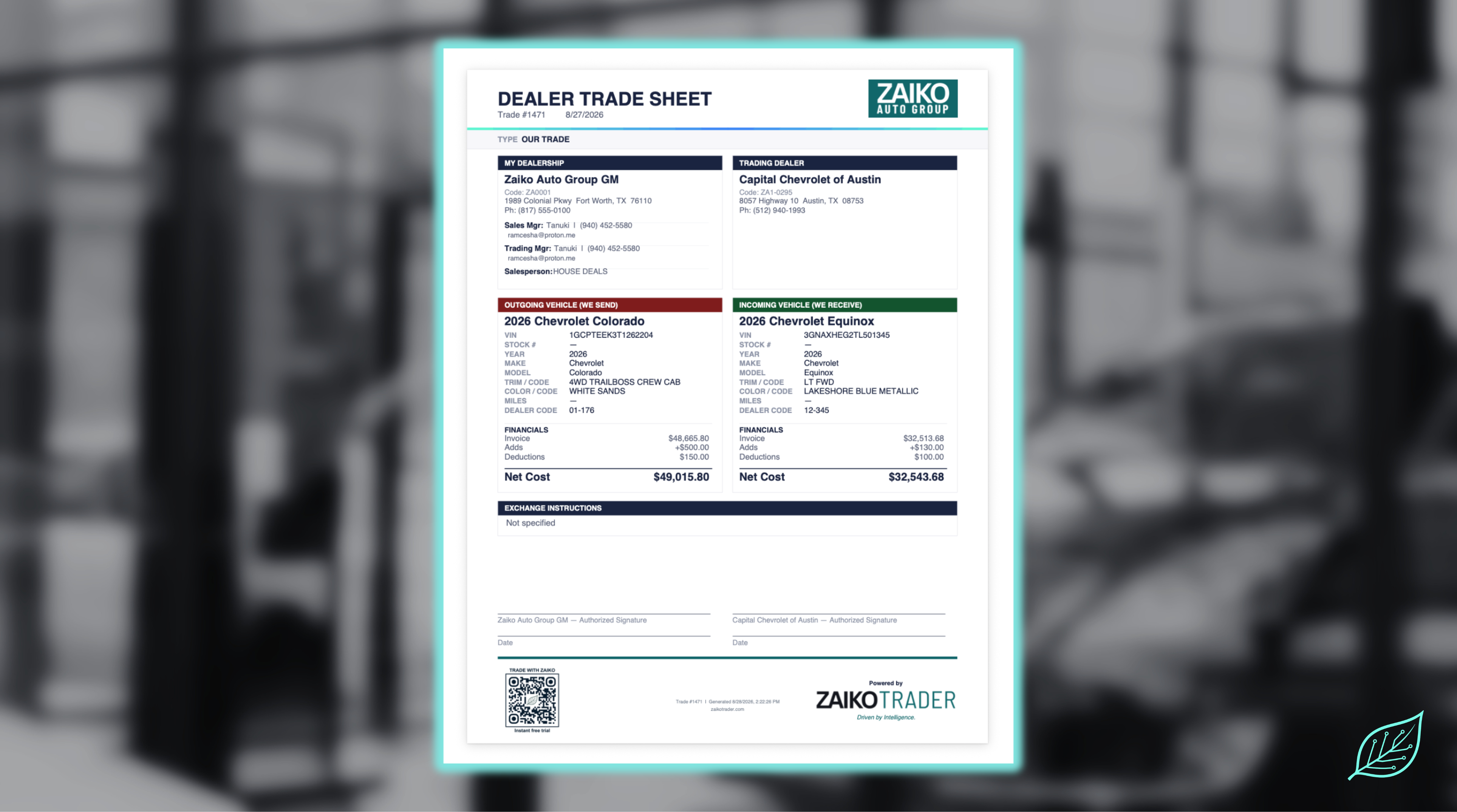 Dealer Trade Management detail 6