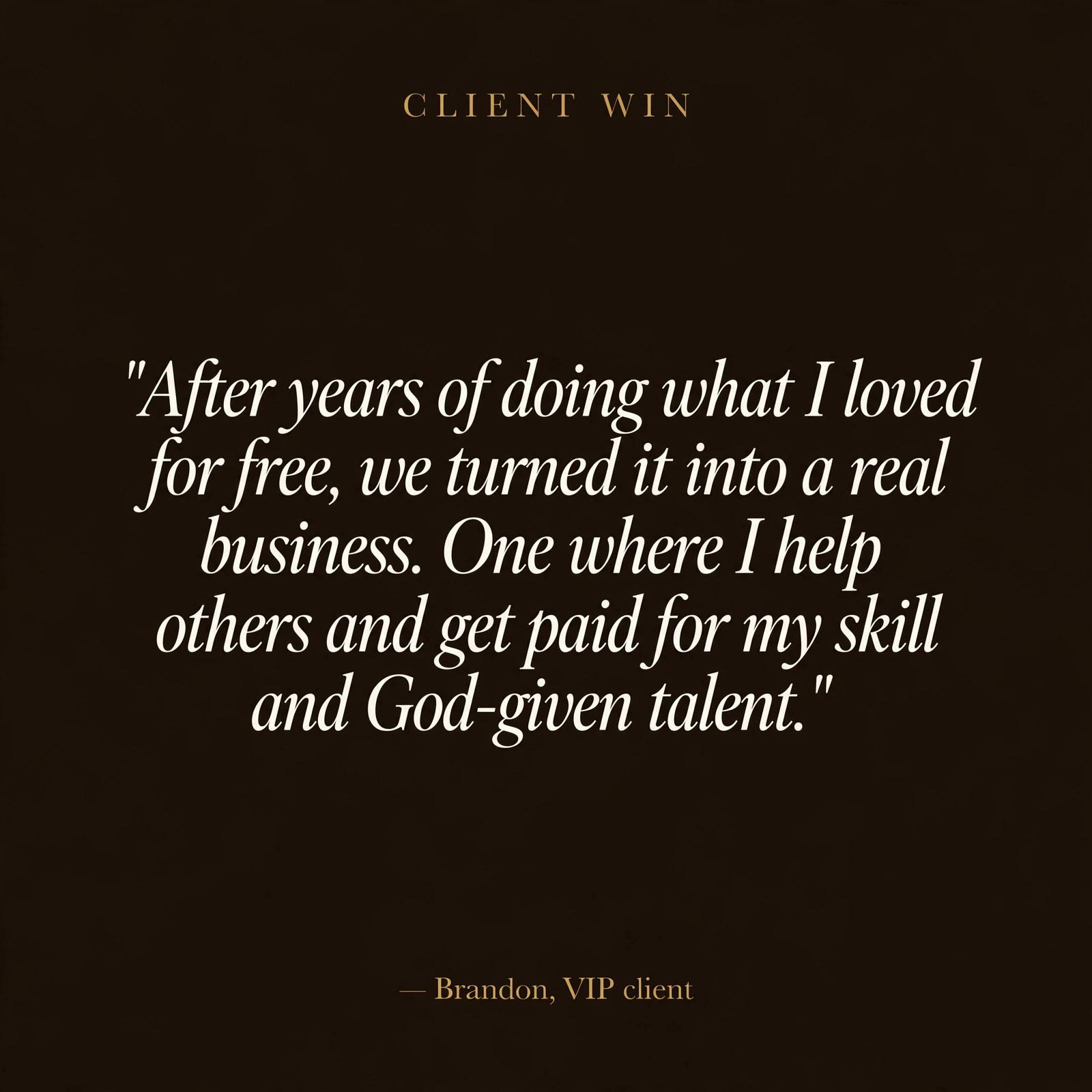 Brandon, VIP client, on his mentorship and build with Chelsea