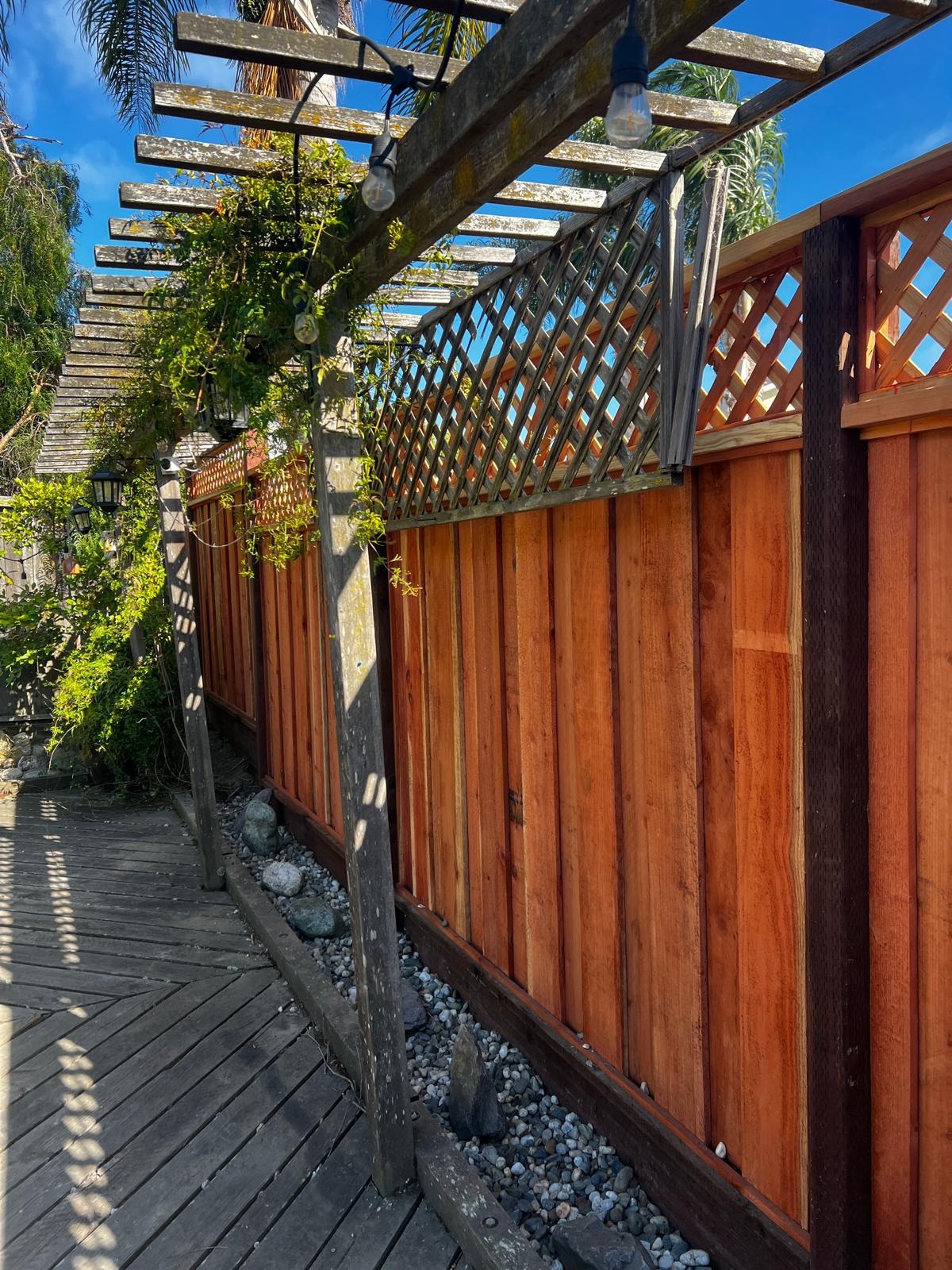 Redwood privacy fence installed by Hermanos Fence near San Ramon California