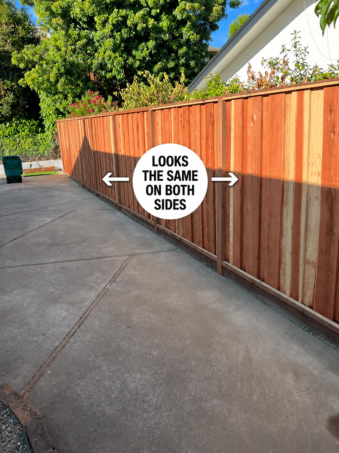 Board on board fence with the same finished look on both sides