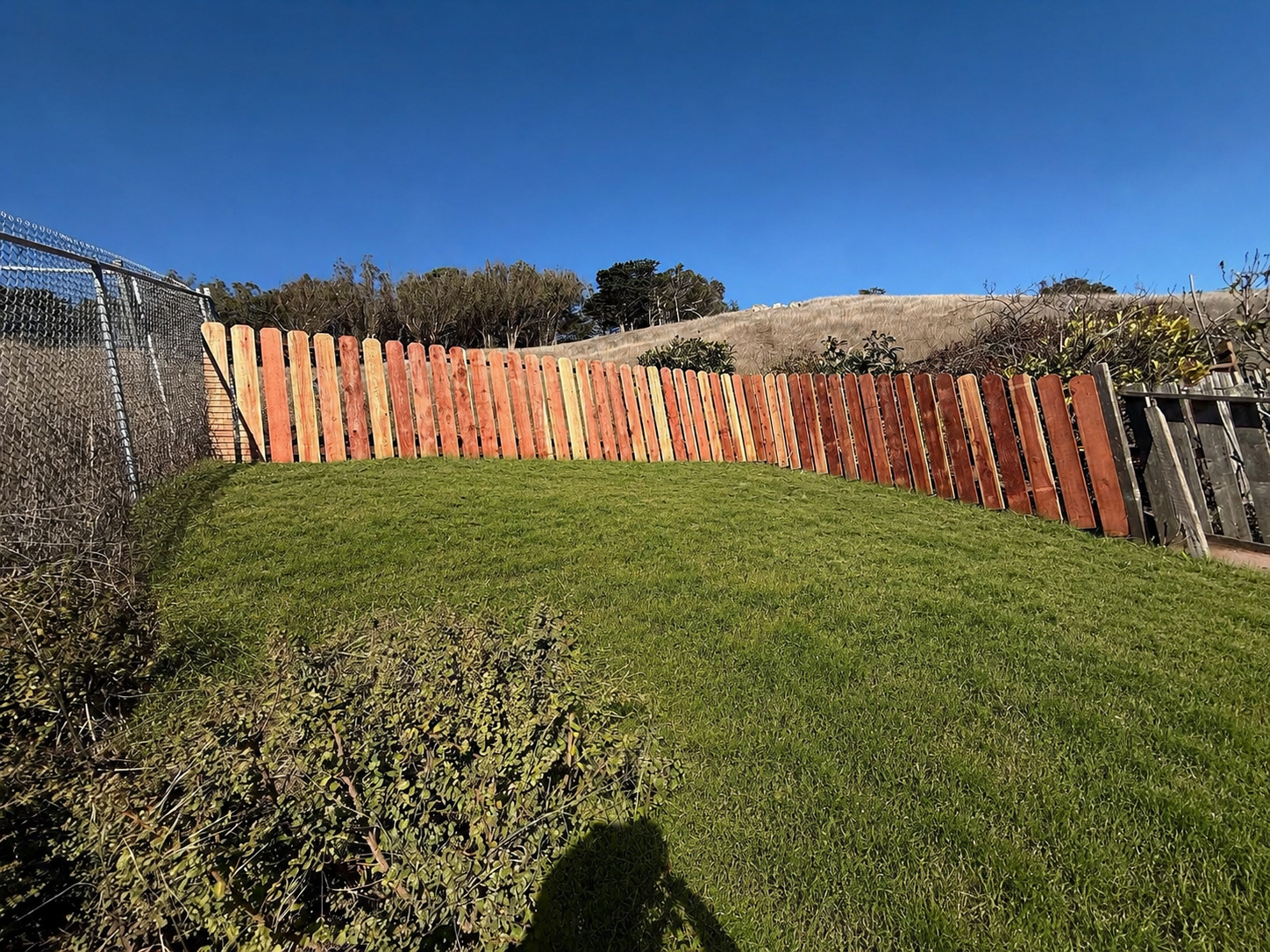 Traditional redwood fence style in Hayward California