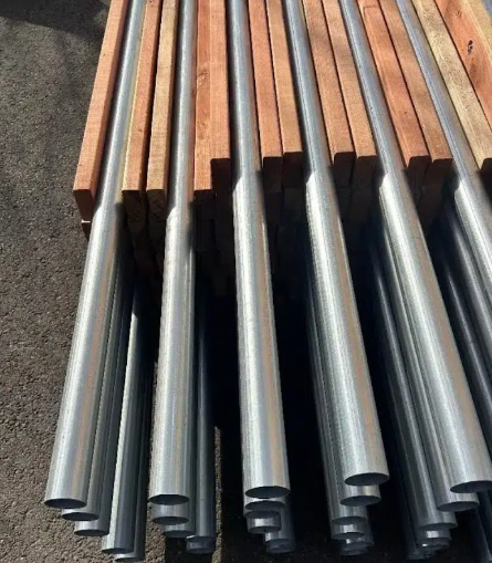 Steel posts used in the hidden metal post fence package