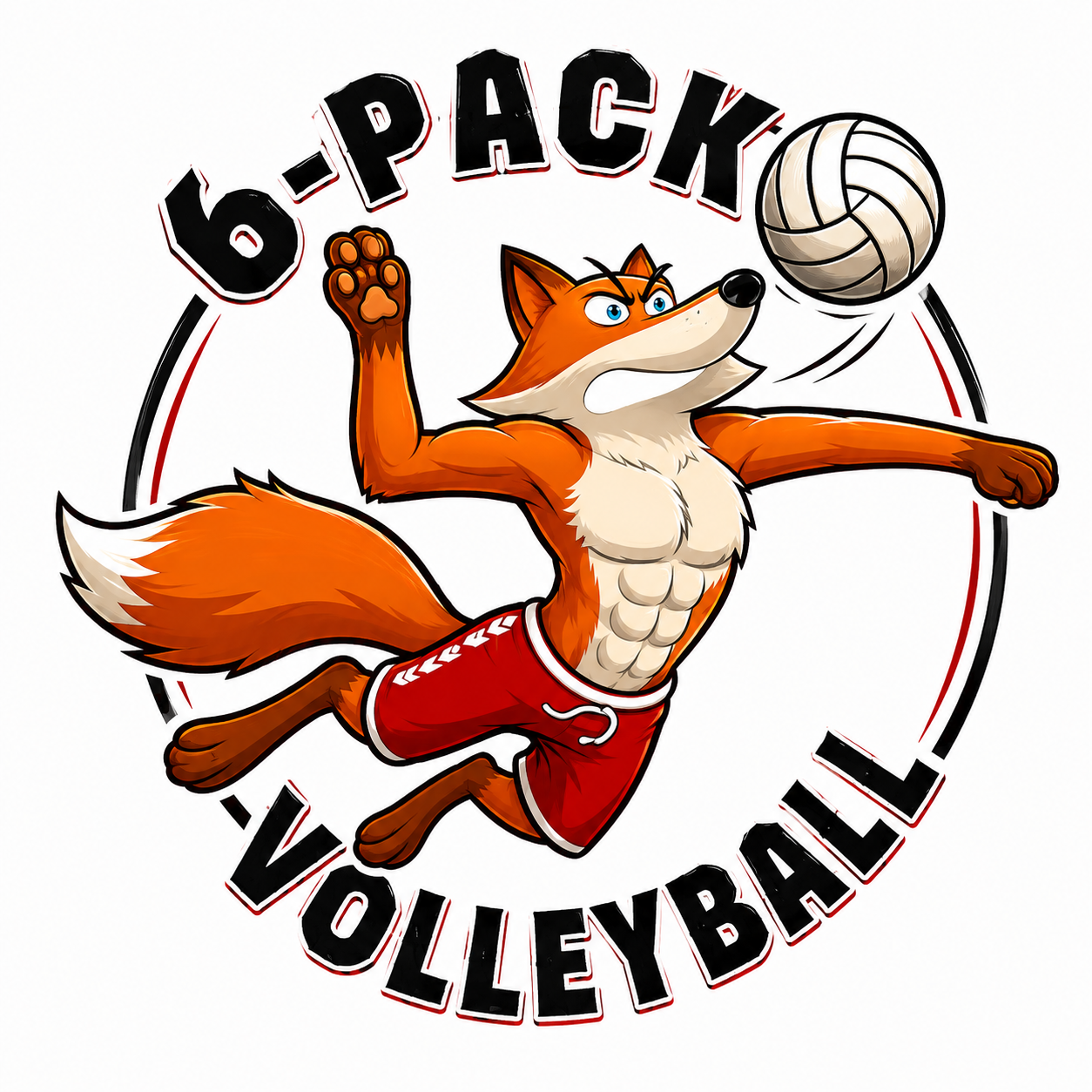 6 Pack Volleyball Logo