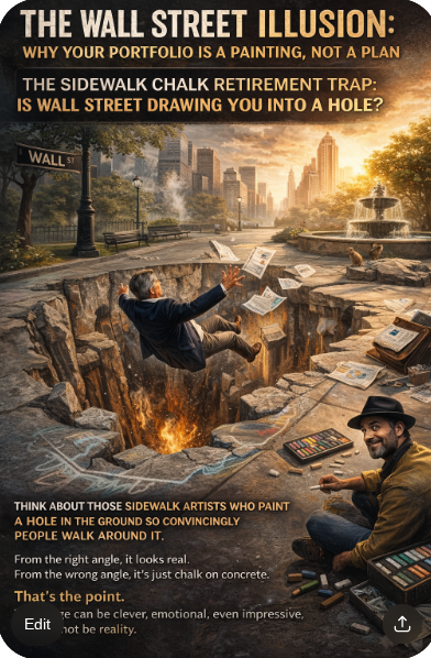 The sidewalk chalk like Wall St Illusion