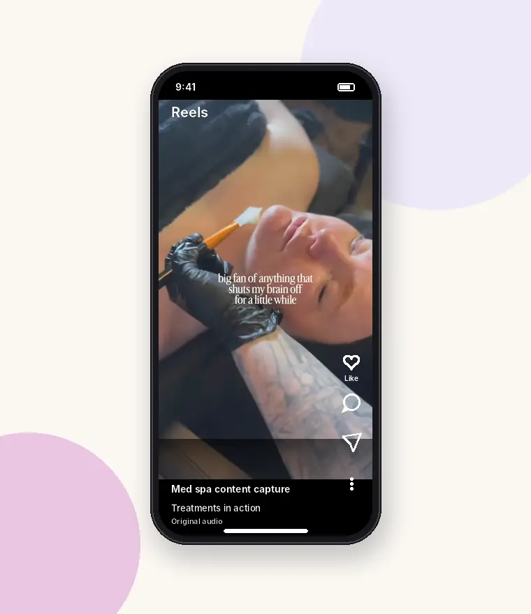 Med spa content capture reel playing on Instagram, a brush mask treatment in action Med spa content capture reel playing on Instagram, a brush mask treatment in action