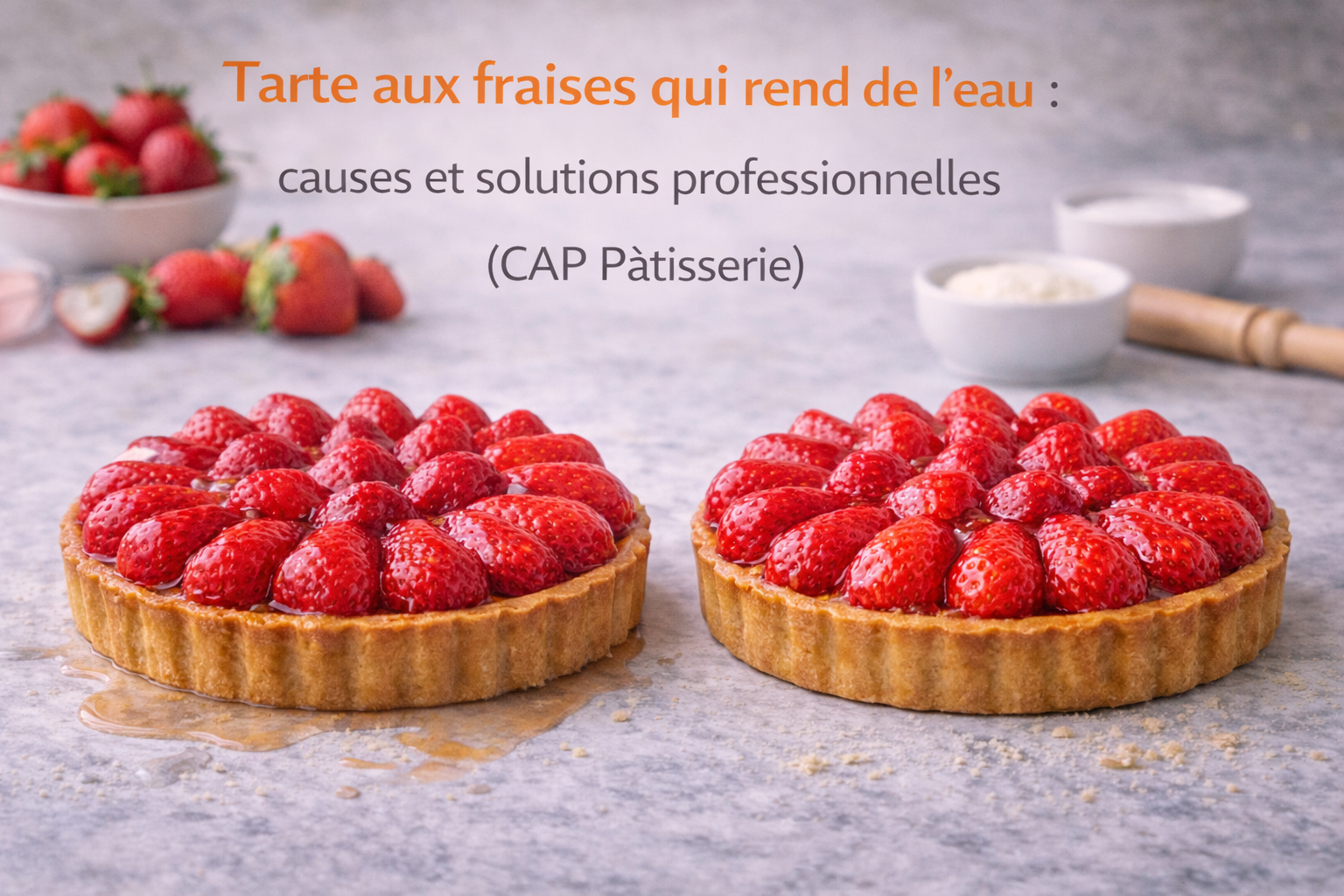 Tarte aux fraises qui rend de l’eau : causes et solutions professionnelles (CAP Pâtisserie) Tarte aux fraises qui rend de l’eau : causes et solutions professionnelles (CAP Pâtisserie)