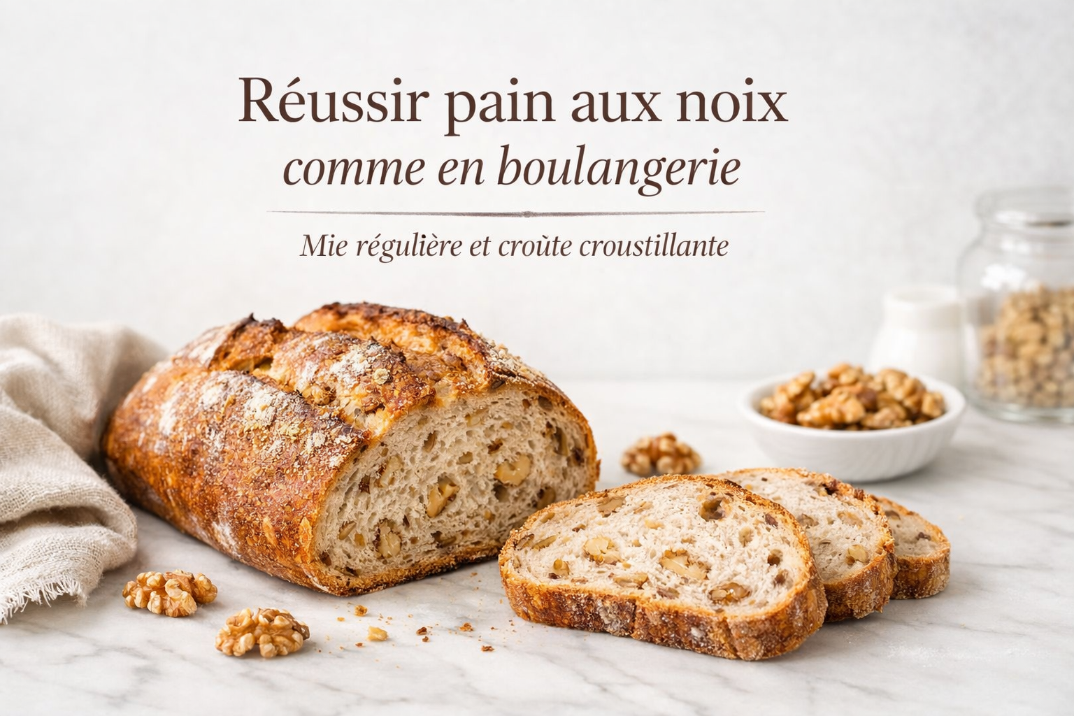 Réussir pain aux noix comme en boulangerie mie régulière et croûte croustillante