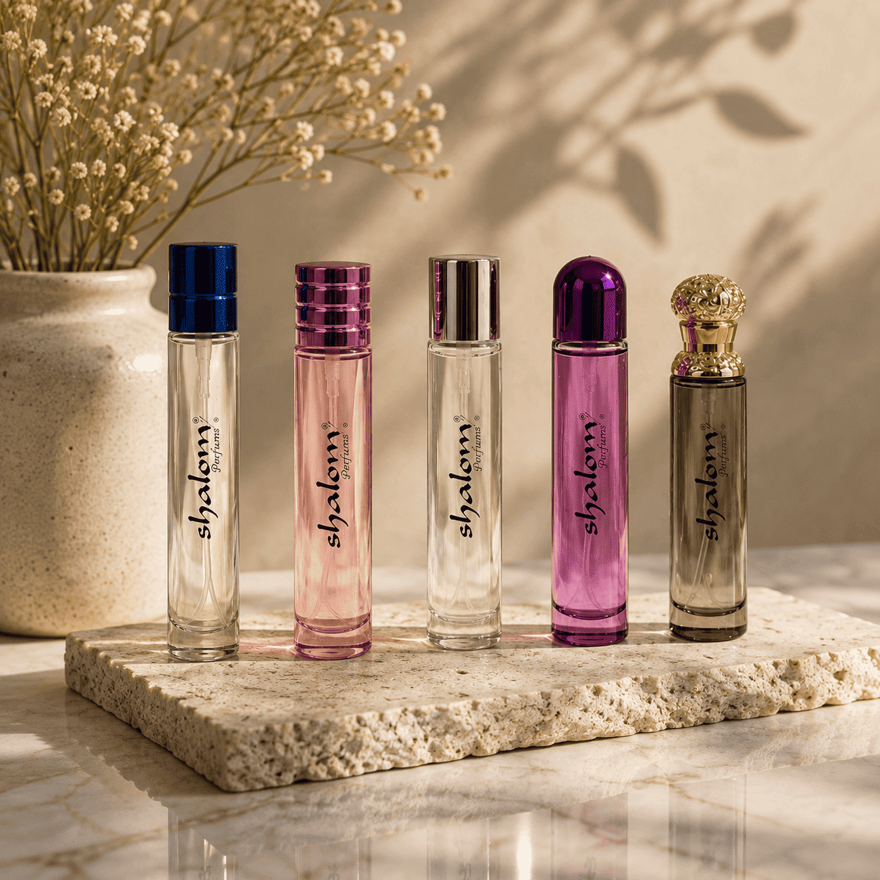 Envase de una onza de Shalom Parfums