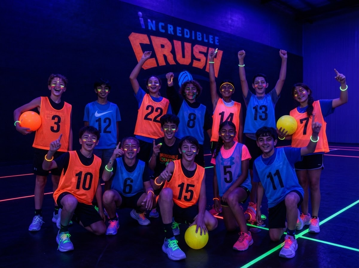 Kids celebrating at a private indoor birthday party at Incredible Crush Volleyball in Rockwall Texas