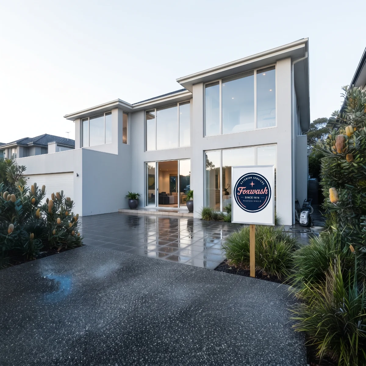Freshly cleaned driveway