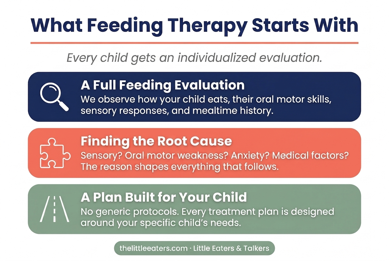 What feeding therapy involves — infographic by Little Eaters & Talkers Houston