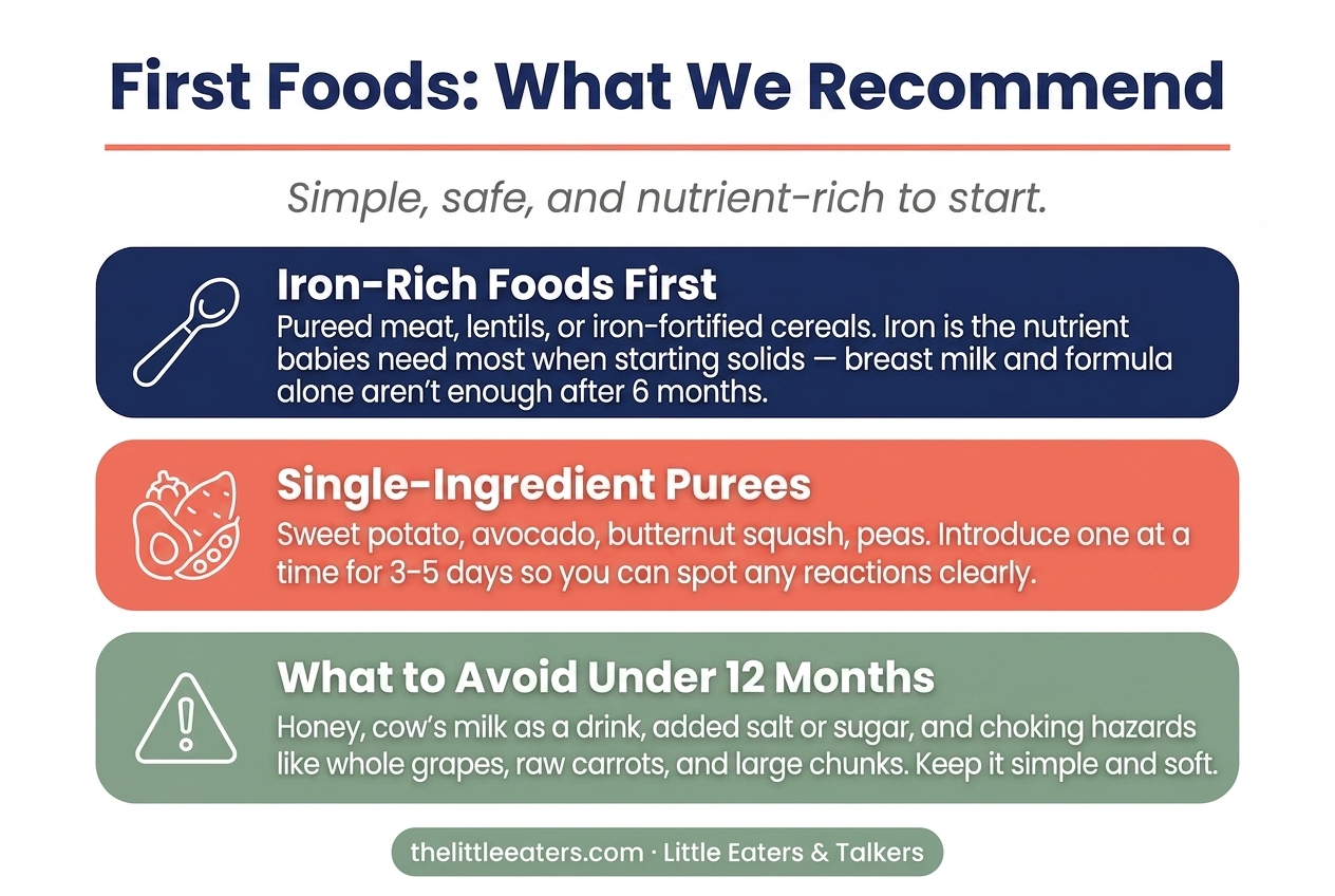 First foods to start solids with and what to avoid under 12 months - Little Eaters and Talkers