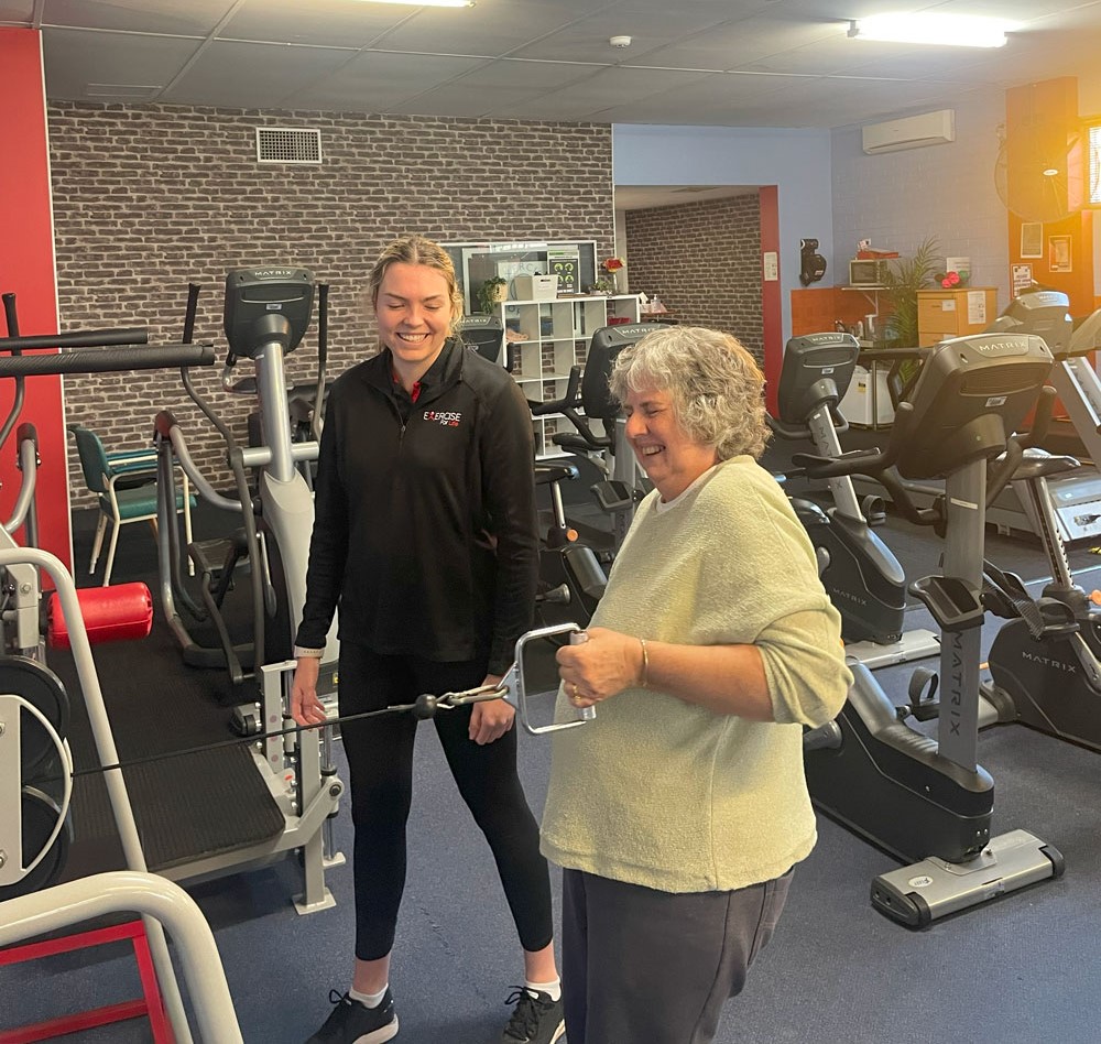 Older clients in a supervised Strength for Life class at Exercise for Life in Bedford.