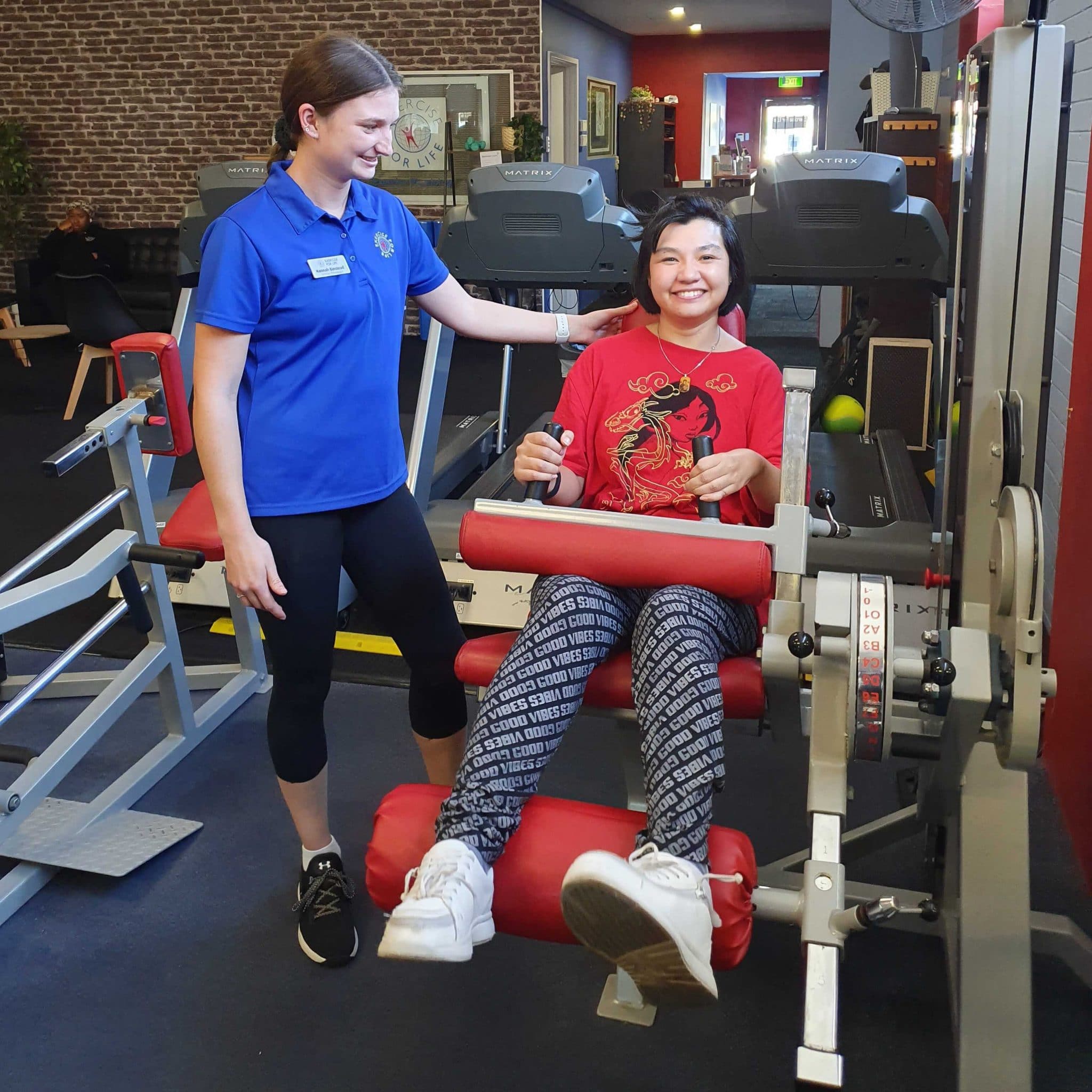Rehabilitation work in progress on the training floor at Exercise for Life in Bedford.