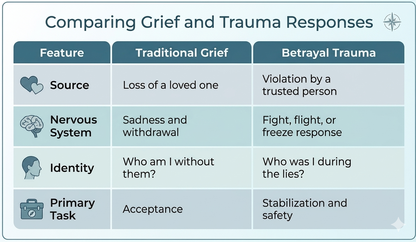 comparing grief and betrayal trauma responses