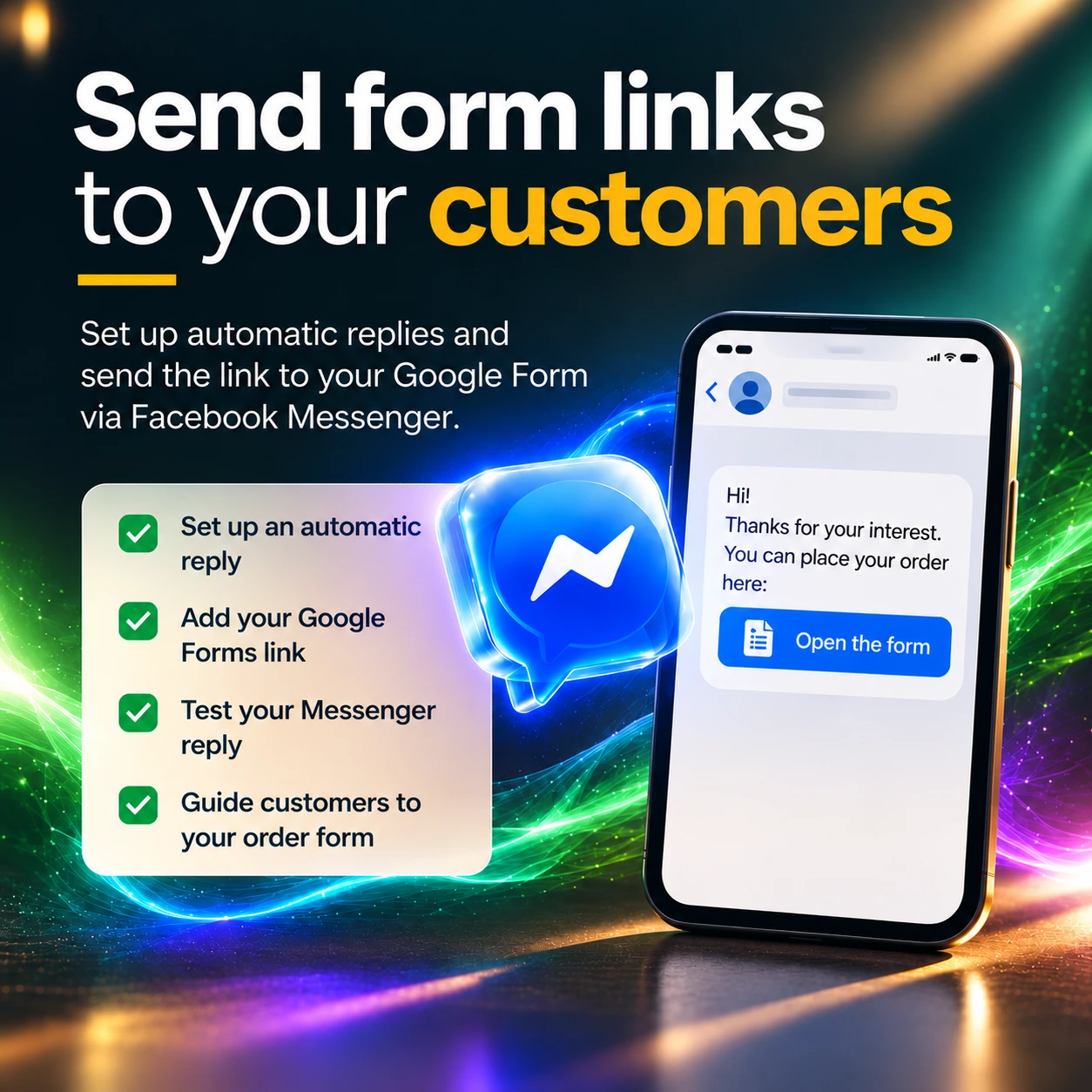 Send form links to your customer via Facebook Messenger