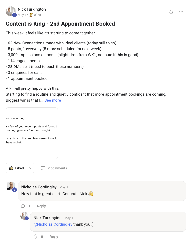 Client testimonial