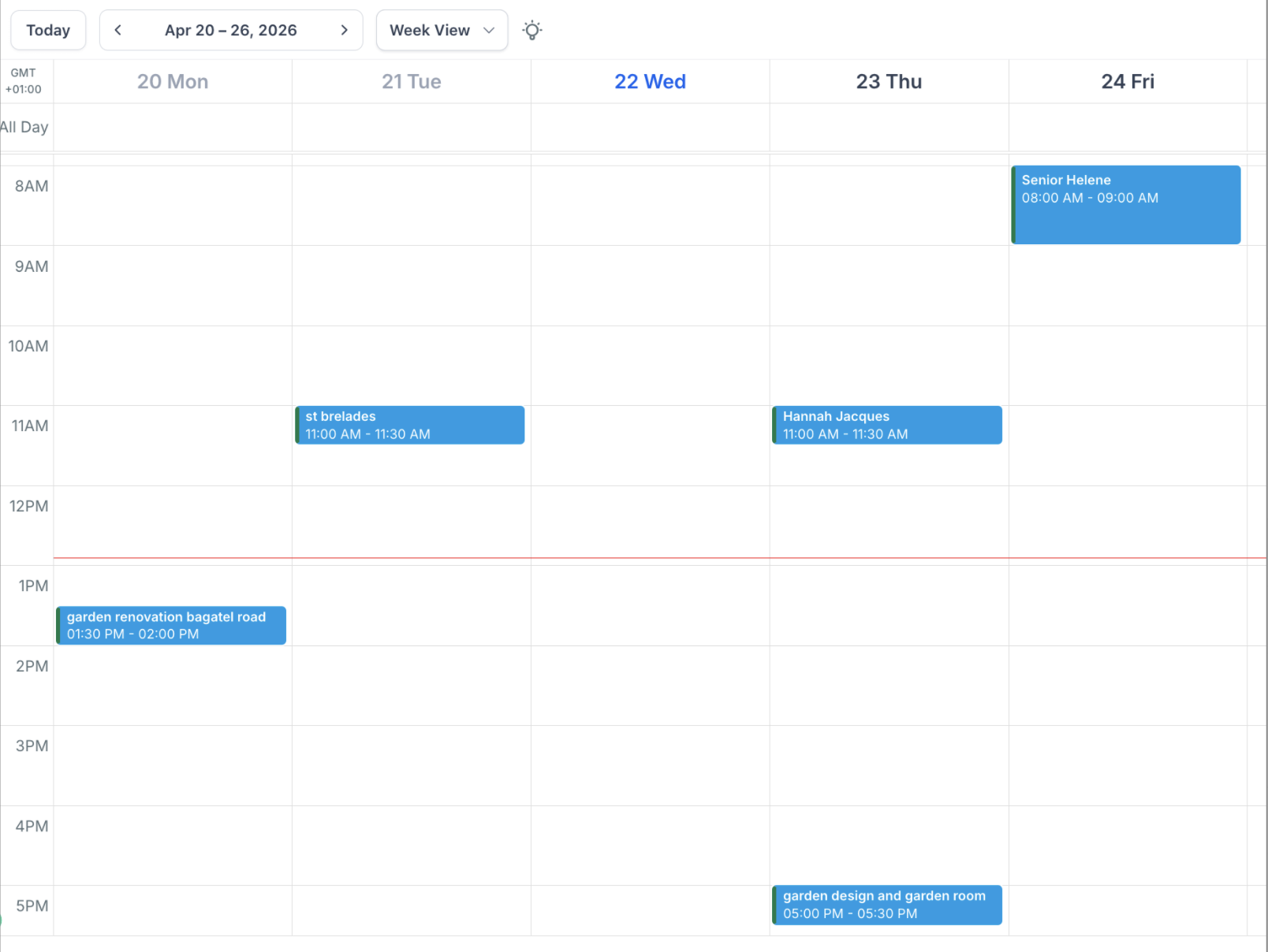 Calendar with home visits