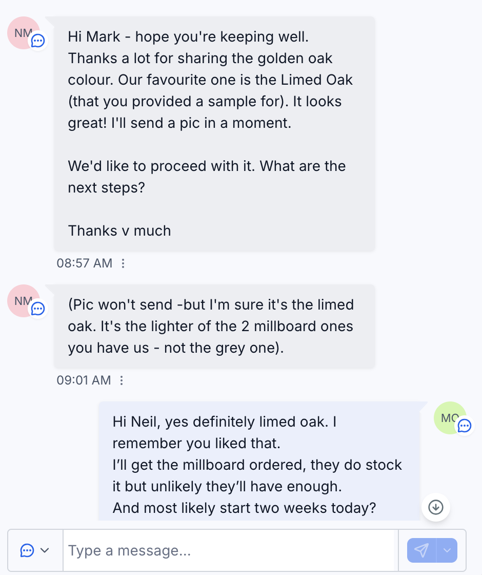 Customer confirmed