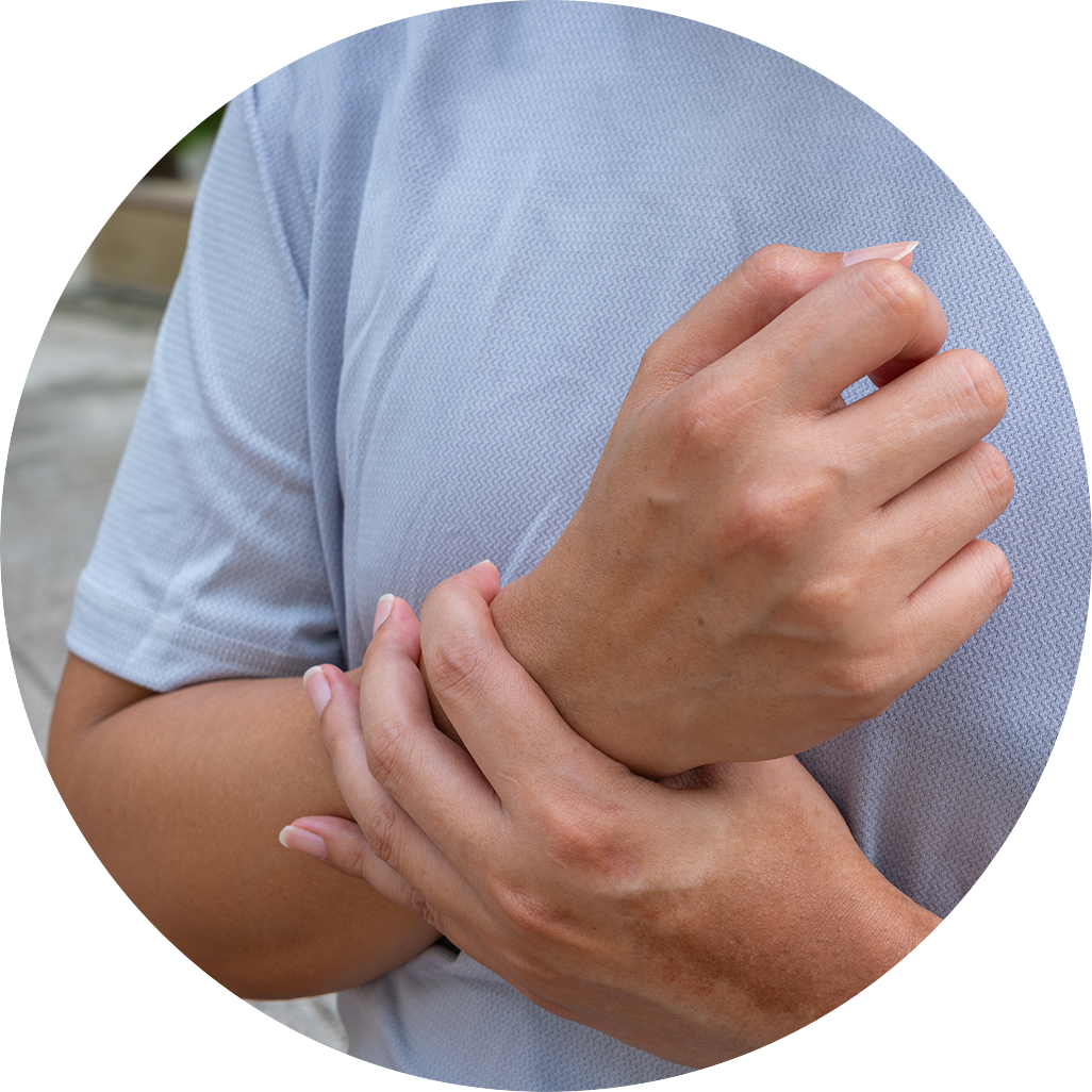 Man with wrist paint Man with wrist paint