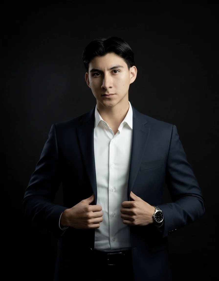 Brandon Gonzales, asesor de Forte Realty Group, de traje azul marino