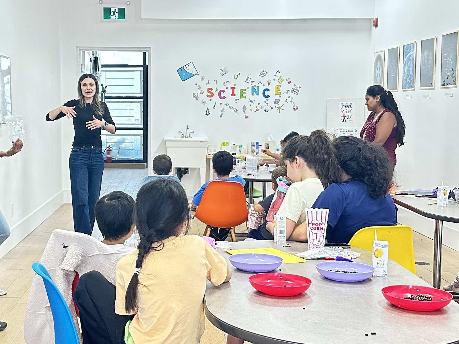 Students at their tables in the BioTroopers Burlington studio during a lesson