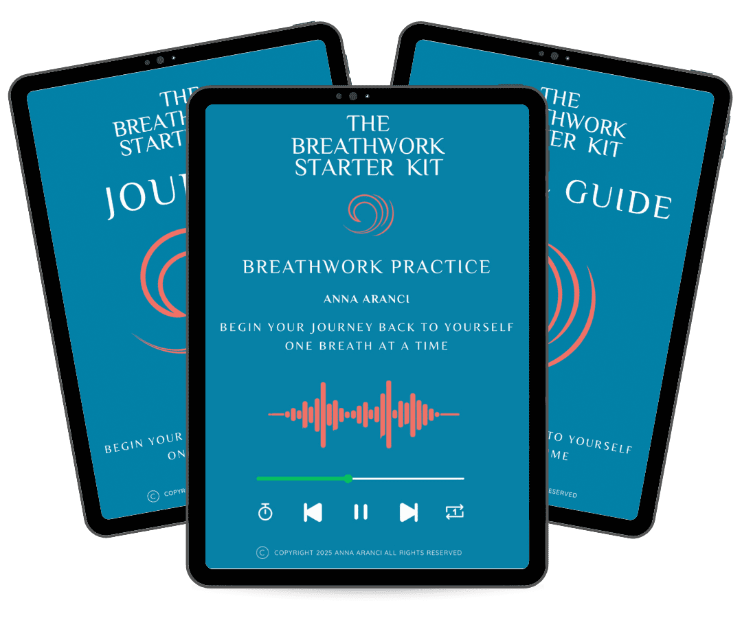 breathwork starter kit image showing the journal, intro guide & audio