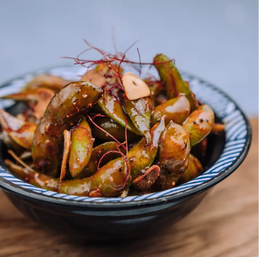 Spicy Garlic Edamame