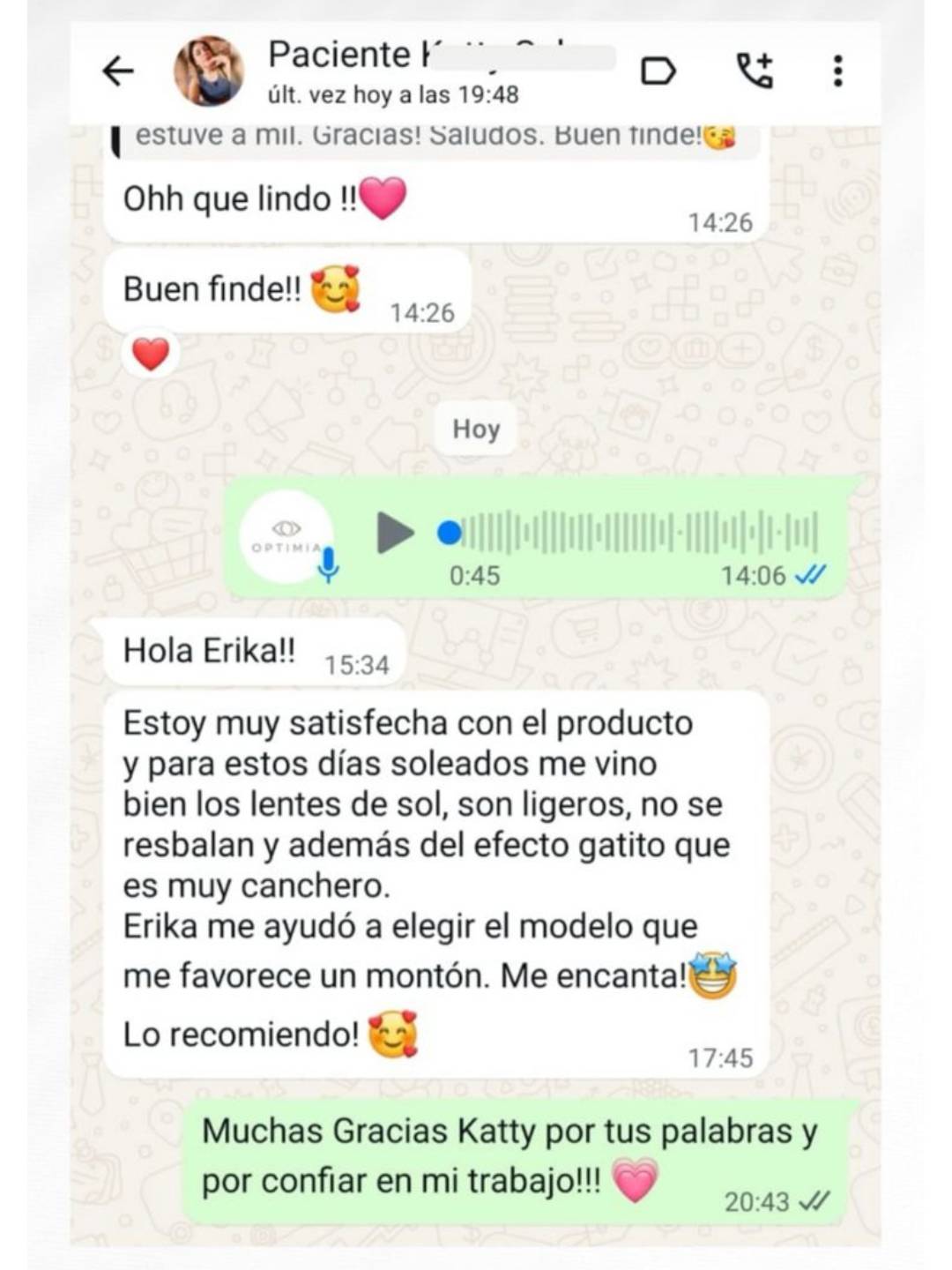 Testimonio real de clienta Optimia 10