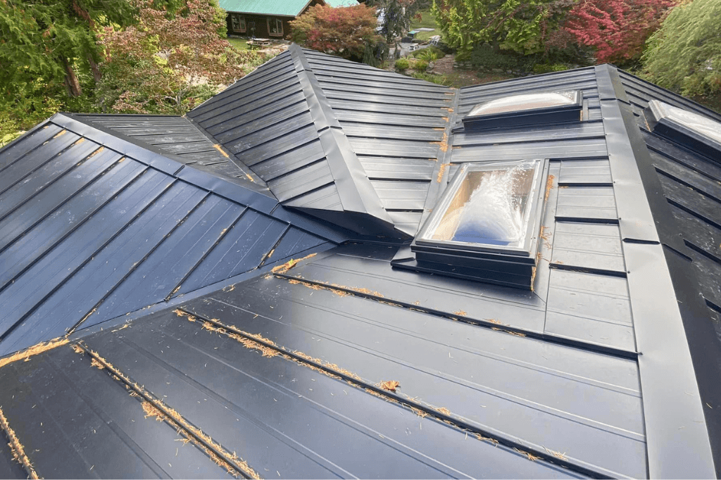 black metal roofing on a house