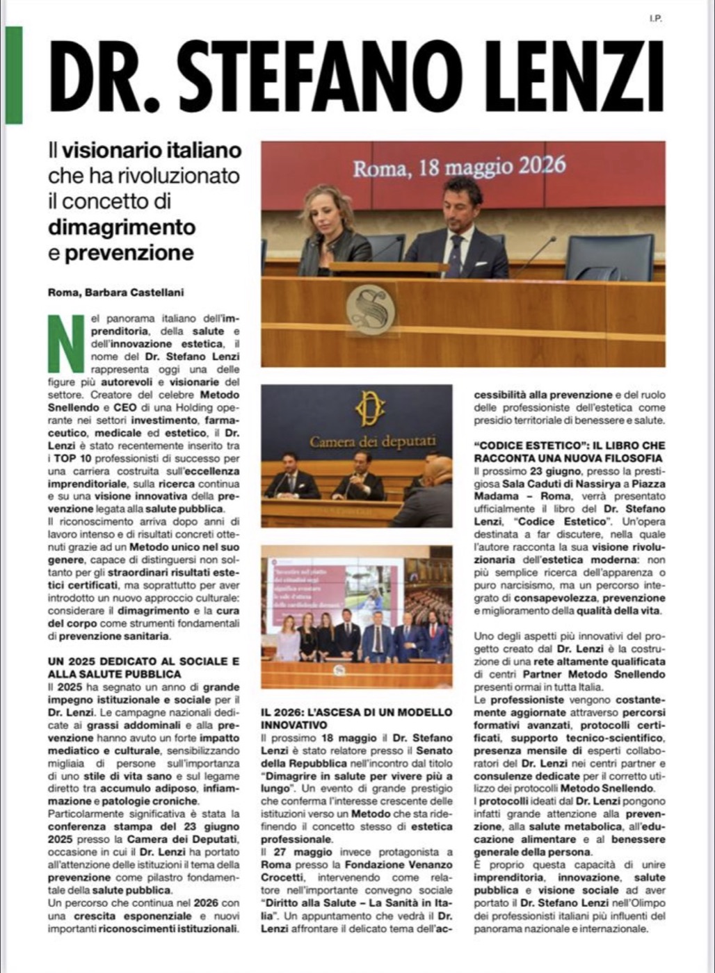 Articolo sul Dr. Stefano Lenzi e il Metodo Snellendo