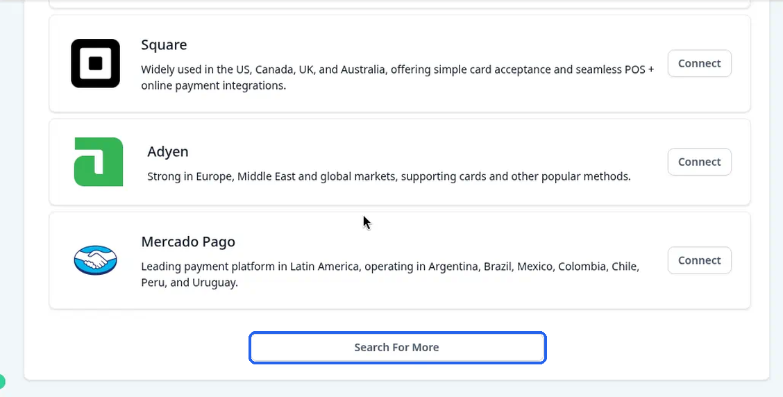 The bottom of More Providers with the Search For More button highlighted